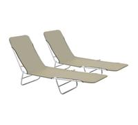 vidaXL Chaises longues pliables 2 pcs Acier et tissu Taupe