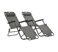 Vidaxl Chaises Longues Pliables 2 Pcs Avec Repose-Pied Acier Gris Gris