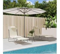 Vidaxl Chaises Longues Pliables 2 Pcs Crème Textilène Et Acier