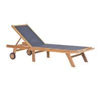 Vidaxl Chaises Longues Pliables Avec Roulettes 2 Pcs Teck Et Textilène