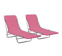 vidaXL Chaises longues pliables lot de 2 Acier et tissu Rose310345 Rose G
