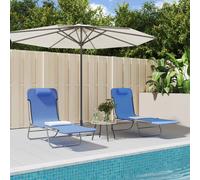 Vidaxl Chaises Longues Pliables Lot De 2 Bleu Textilène Et Acier