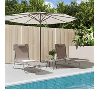 Vidaxl Chaises Longues Pliables 2 Pcs Marron Textilène Et Acier