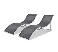 vidaXL Chaises longues pliantes 2 pcs Aluminium et Textilène 43654