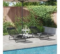 Vidaxl Chaises Longues Pliantes 2 Pcs Avec Appuie-Tête Noir Textilène