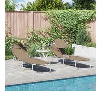 vidaXL Chaises Longues Pliantes 2 pcs avec auvent en Tissu Oxford 600D Taupe
