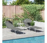 Vidaxl Chaises Longues Pliantes 2 Pcs Avec Auvent En Tissu Oxford Gris 600d