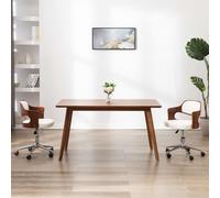 Vidaxl Chaises Pivotantes à dîner 2pcs Blanc Bois Courbé Et Similicuir