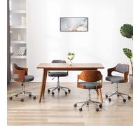 Vidaxl Chaises Pivotantes À Dîner 4 Pcs Gris Bois Courbé Et Tissu Gris