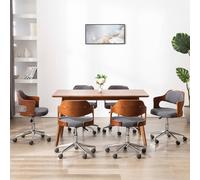 Vidaxl Chaises Pivotantes À Dîner 6 Pcs Gris Bois Courbé Et Tissu Gris