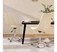 Vidaxl Chaises Pivotantes De Salle À Manger 2 Pcs Crème Tissu