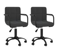 vidaXL Chaises pivotantes à manger lot de 2 noir velours