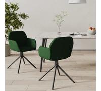 Vidaxl Chaises Pivotantes À Manger Lot De 2 Vert Foncé Velours Vert