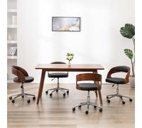 Vidaxl Chaises Pivotantes À Manger Lot De 4 Bois Courbé Et Similicuir Noir