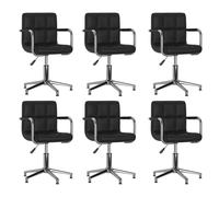 vidaXL Chaises pivotantes à manger lot de 6 noir similicuir