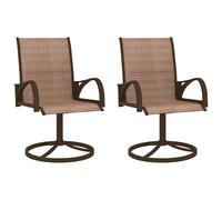Vidaxl Chaises Pivotantes De Jardin 2 Pcs Textilène Et Acier Marron
