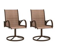 Vidaxl Chaises Pivotantes De Jardin 2 Pcs Textilène Et Acier Marron