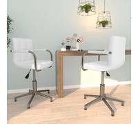 Vidaxl Chaises Pivotantes De Salle À Manger 2 Pcs Blanc Similicuir Blanc