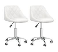 Vidaxl Chaises Pivotantes De Salle À Manger 2 Pcs Blanc Similicuir Blanc