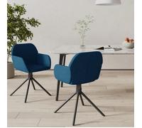 2x Chaises Pivotantes de Salle à Manger Fauteuils à Dîner Chaises de Cuisine Sièges à Dîner Chaises de Repas Hauteur Réglable Bleu Velours