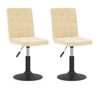 Vidaxl Chaises Pivotantes De Salle à Manger 2 Pcs Crème Velours