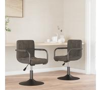 Vidaxl Chaises Pivotantes De Salle À Manger 2 Pcs Gris Foncé Velours Gris