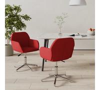 Vidaxl Chaises Pivotantes De Salle À Manger 2 Pcs Rouge Bordeaux Tissu Rouge