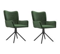 Vidaxl Chaises Pivotantes De Salle À Manger 2 Pcs Vert Foncé Velours Vert