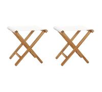 vidaXL Chaises pliables 2 pcs Bois de teck solide et tissu Blanc crème