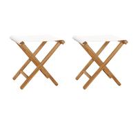 Vidaxl Chaises Pliables 2 Pcs Bois De Teck Solide Et Tissu Blanc Crème Blanc