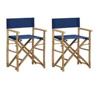 vidaXL Chaises pliables de directeur lot de 2 Bleu Bambou et tissu