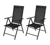 vidaXL Chaises pliables de jardin 2 pcs Aluminium et textilène Noir