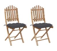Vidaxl Chaises Pliables De Jardin 2 Pcs Avec Coussins Bambou
