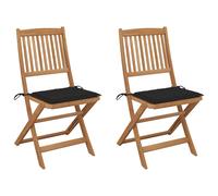 Vidaxl Chaises Pliables De Jardin 2 Pcs Avec Coussins Bois D'acacia