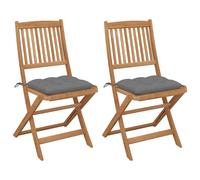 Vidaxl Chaises Pliables De Jardin 2 Pcs Avec Coussins Bois D'acacia