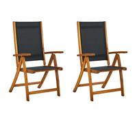 vidaXL Chaises pliables de jardin 2 pcs Bois d'acacia et textilène