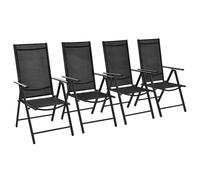 Vidaxl Chaises Pliables De Jardin 4 Pcs Aluminium Et Textilène Noir
