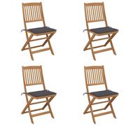 Vidaxl Chaises Pliables De Jardin 4 Pcs Avec Coussins Bois D'acacia