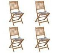 vidaXL 4X Bois d'Acacia Chaises Pliables de Jardin avec Coussins Sièges de Patio Chaises de Salle à Manger de Terrasse Chaises d'Extérieur