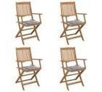 Vidaxl Chaises Pliables De Jardin 4 Pcs Avec Coussins Bois D'acacia