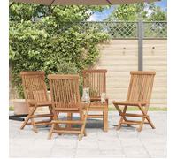 vidaXL Chaises pliables de jardin Bois de teck solide - lot de 4