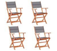 Vidaxl Chaises Pliables De Jardin 4 Pcs Gris Eucalyptus Et Textilène Gris