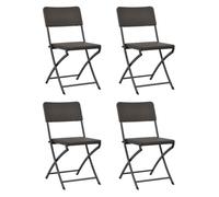 vidaXL Chaises pliables de jardin - Lot de 4 - PEHD et acier - Marron
