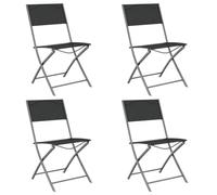 vidaXL Folding Outdoor Chairs 4 pcs Black Steel and Textilene, Garden Chair, Dining Chair, Foldable Chair, Folding Chair, Outdoor Chair, Patio Chair