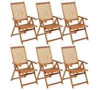 Vidaxl Chaises Pliables De Jardin 6 Pcs Avec Coussins Bois D'acacia