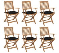 Vidaxl Chaises Pliables De Jardin 6 Pcs Avec Coussins Bois D'acacia