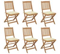Vidaxl Chaises Pliables De Jardin 6 Pcs Avec Coussins Bois D'acacia