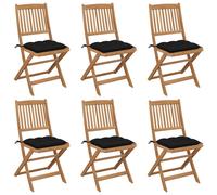 Vidaxl Chaises Pliables De Jardin 6 Pcs Avec Coussins Bois D'acacia