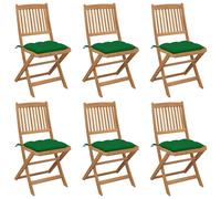 Vidaxl Chaises Pliables De Jardin 6 Pcs Avec Coussins Bois D'acacia