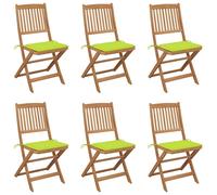 Vidaxl Chaises Pliables De Jardin 6 Pcs Avec Coussins Bois D'acacia